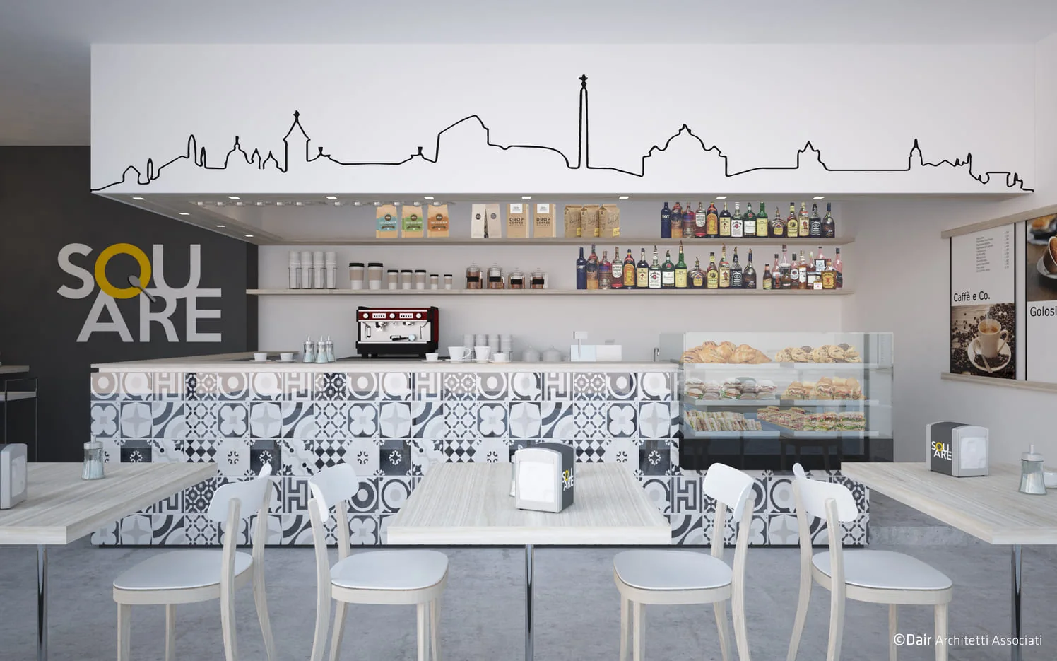 Interno progettato per un locale Square